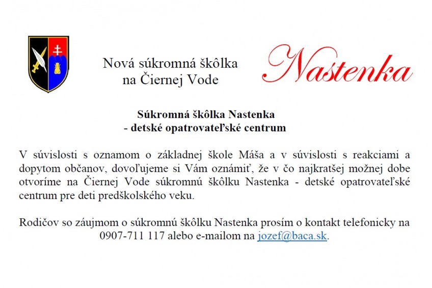 Súkromná škôlka Nastenka na Čiernej Vode - Частный детский сад «Настенька» в Чёрной Воде